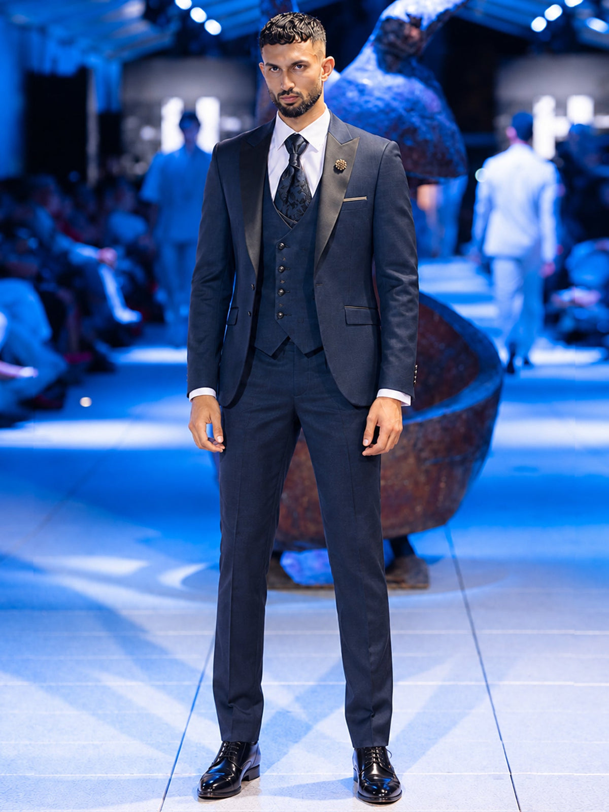 Blue Jacquard Slim Fit Ceremonial Suit