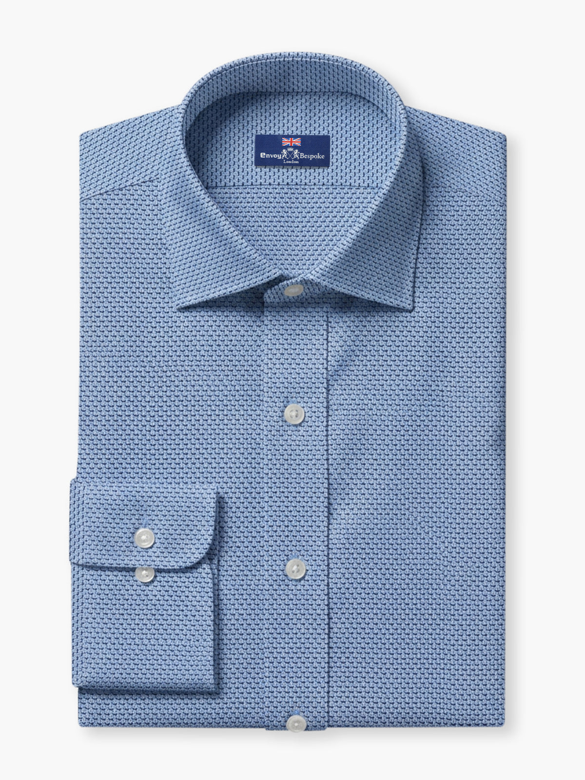 Blue Micro Textured Cotton Dobby Custom Shirt