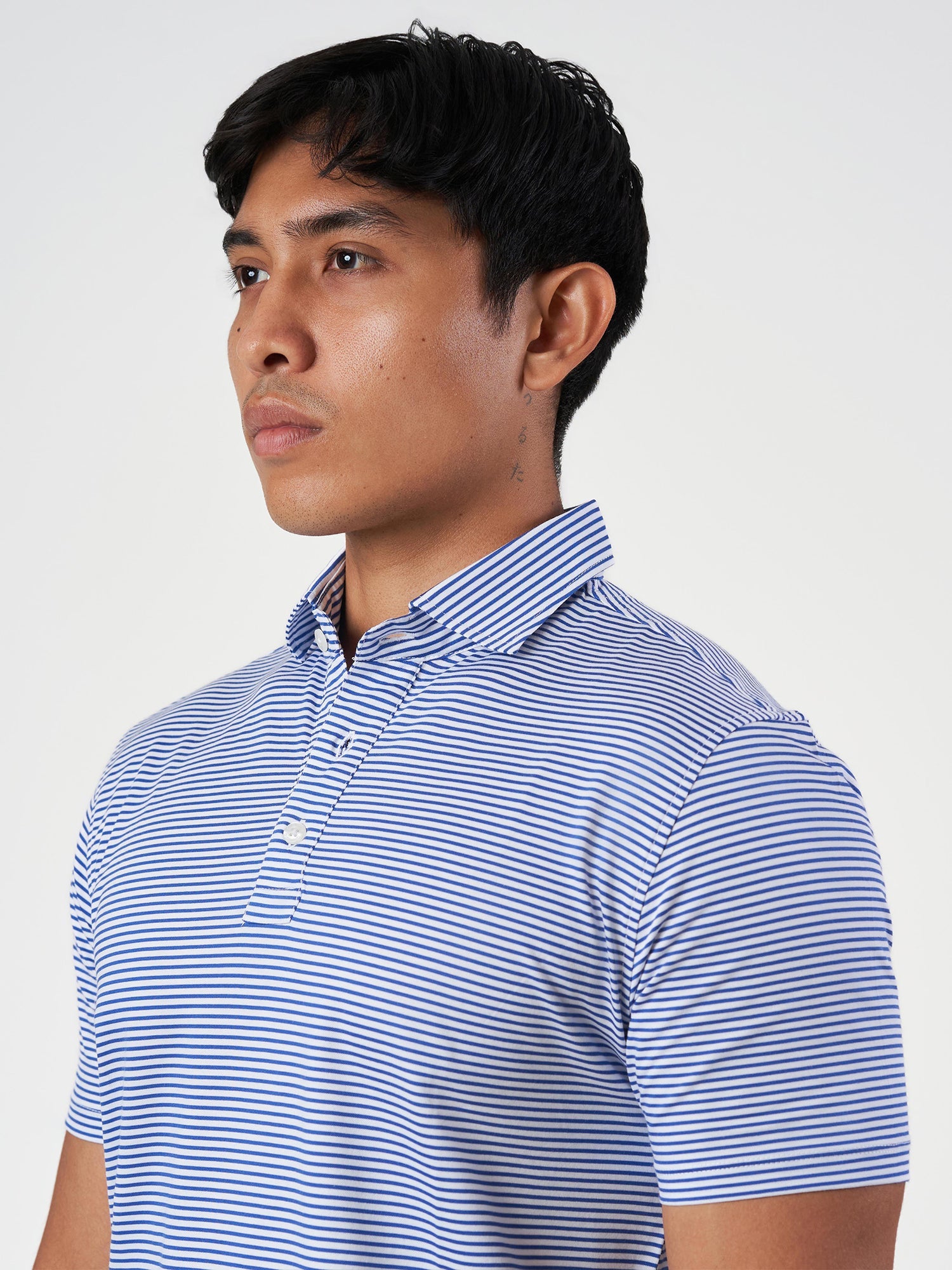 Blue Striped Cotton Polo T-Shirt