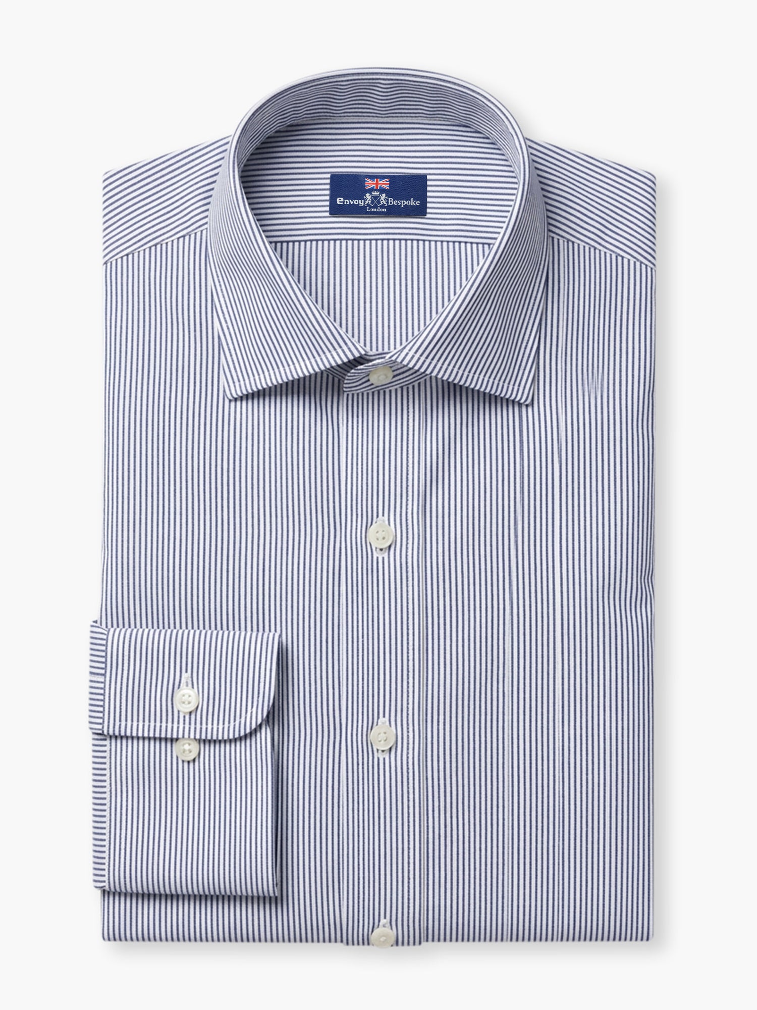Blue Striped Cotton Twill Custom Shirt