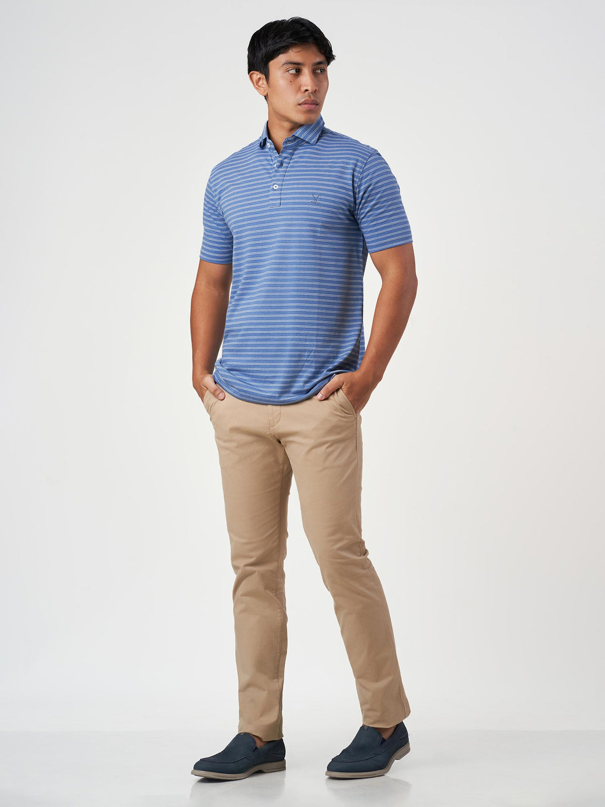 Blue Striped Polo T-Shirt