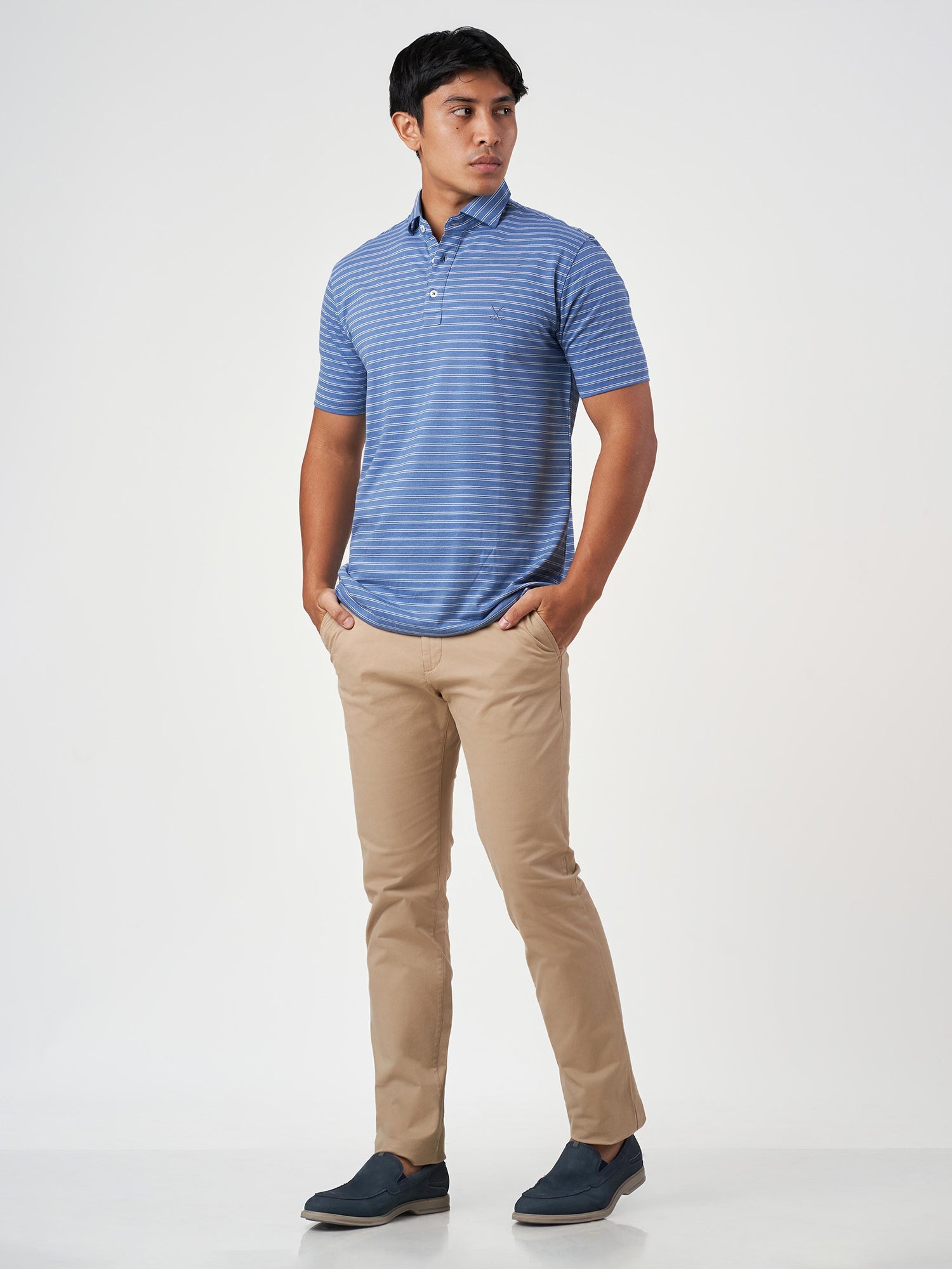 Blue Striped Polo T-Shirt