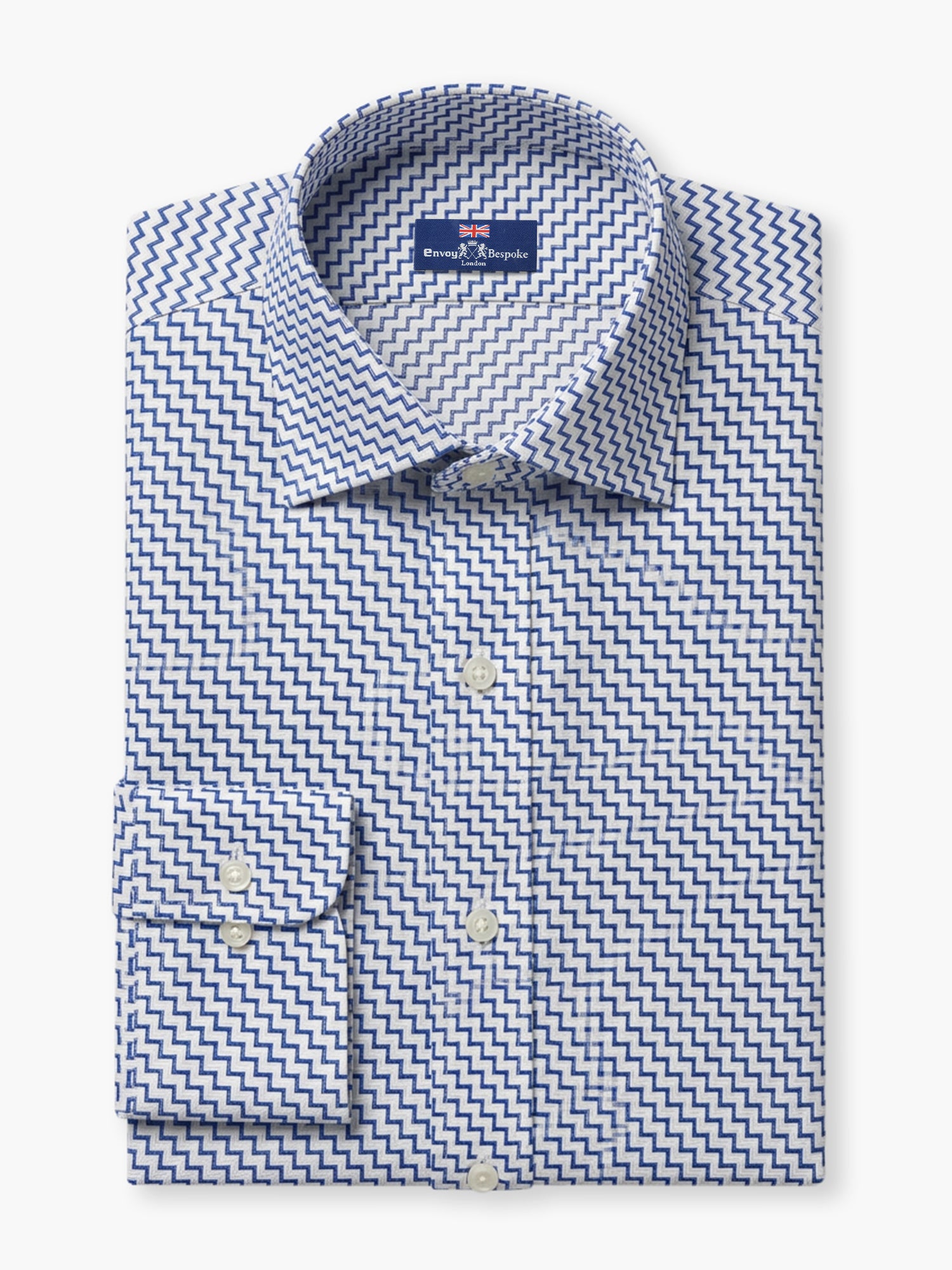 Blue White Chevron Cotton Custom Shirt