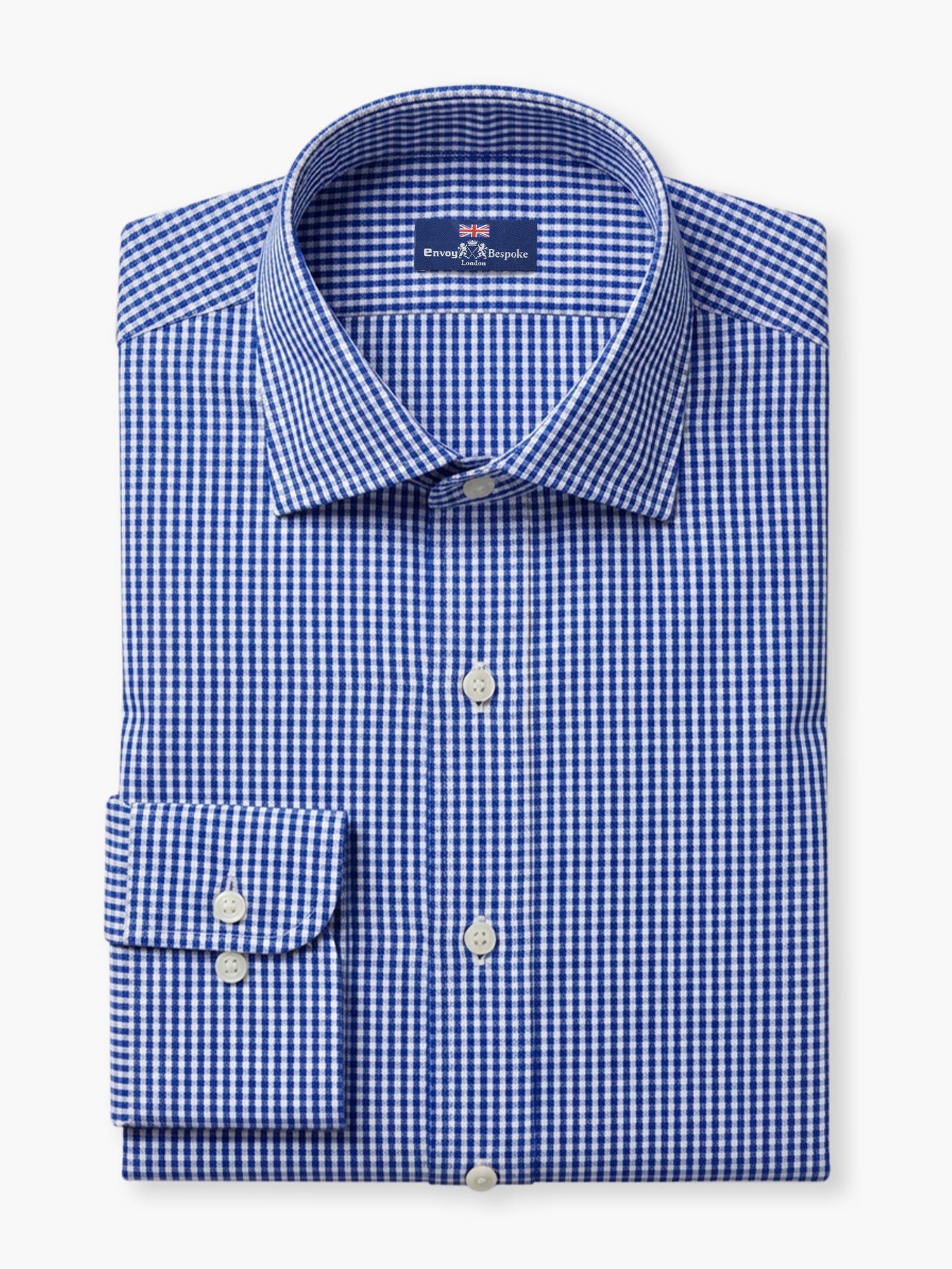 Blue White Gingham Cotton Custom Shirt