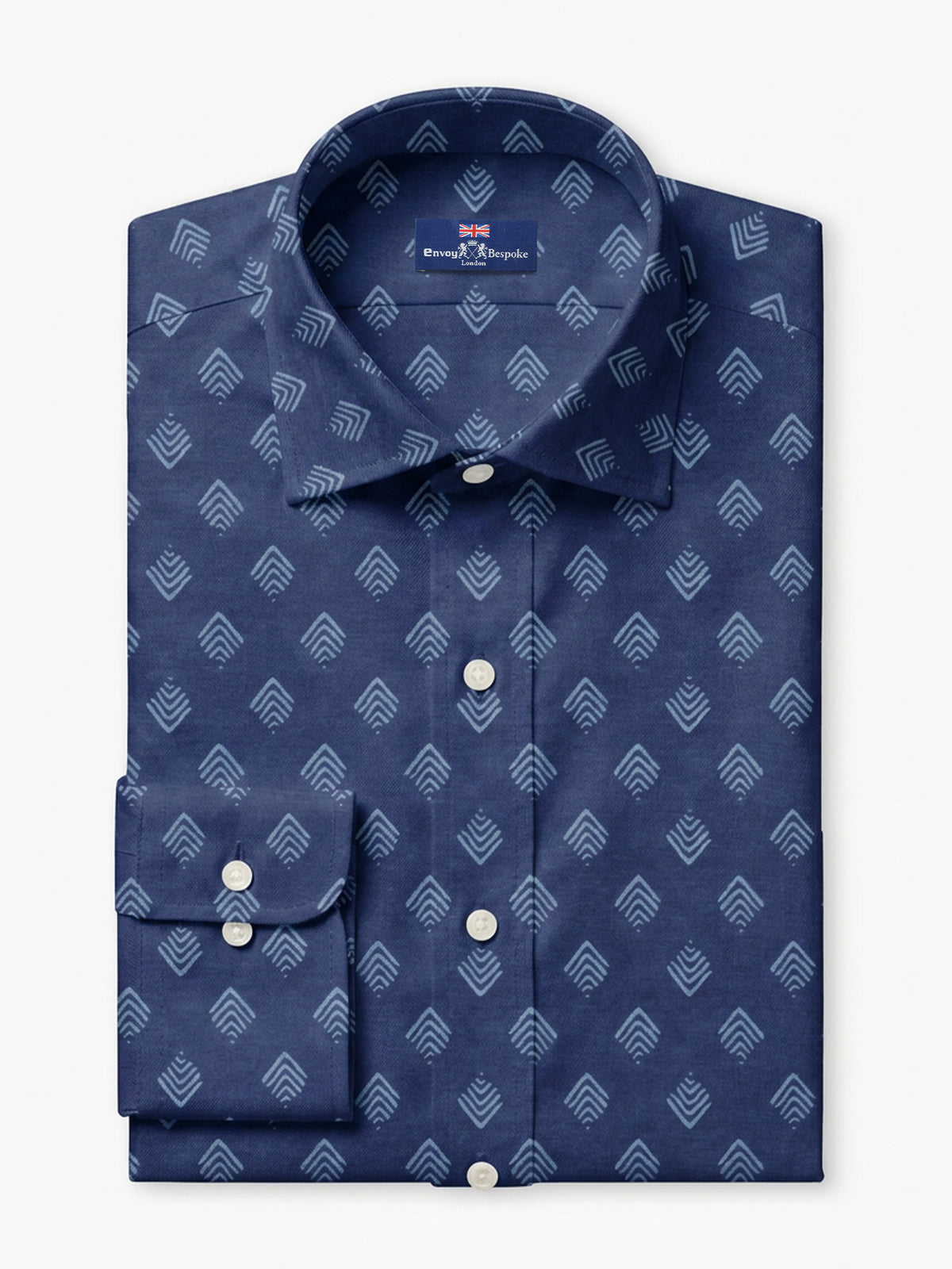 Dark Blue Botanical Cotton Poplin Custom Shirt