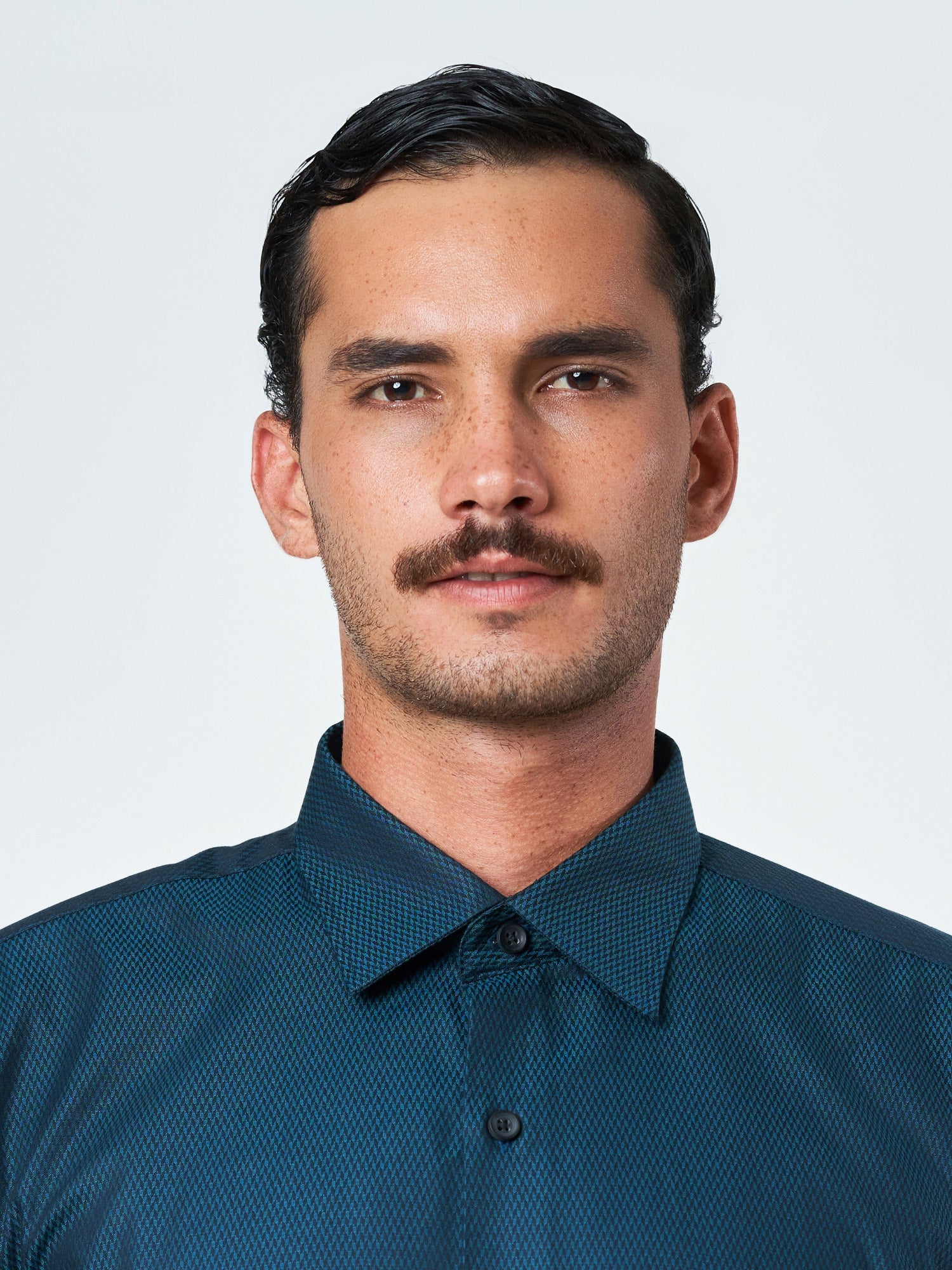 Dark Green Textured Long Sleeve Party Shirt