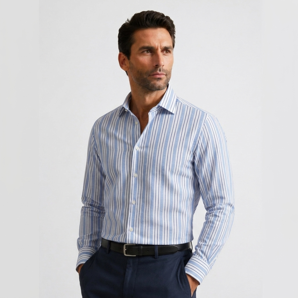 Blue Striped Long Sleeve Shirt