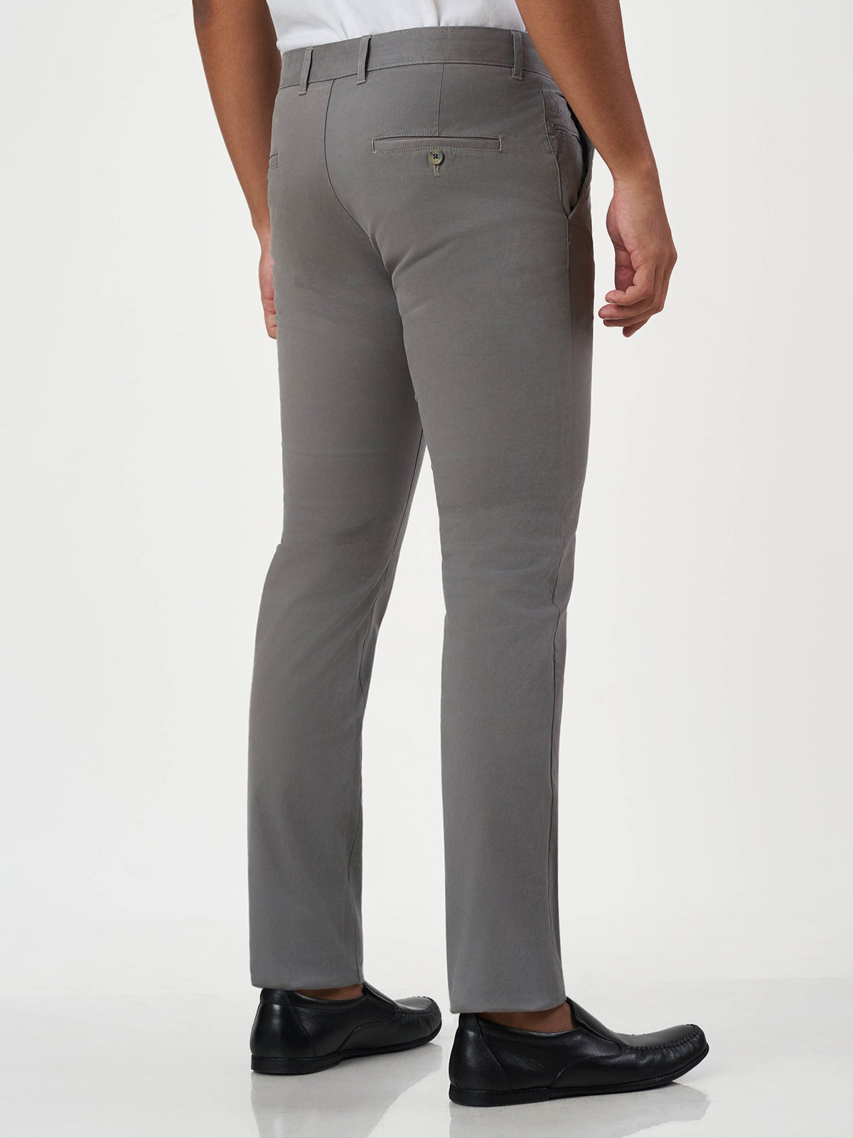 Smart Casual Gray Cotton Slim Fit Chinos