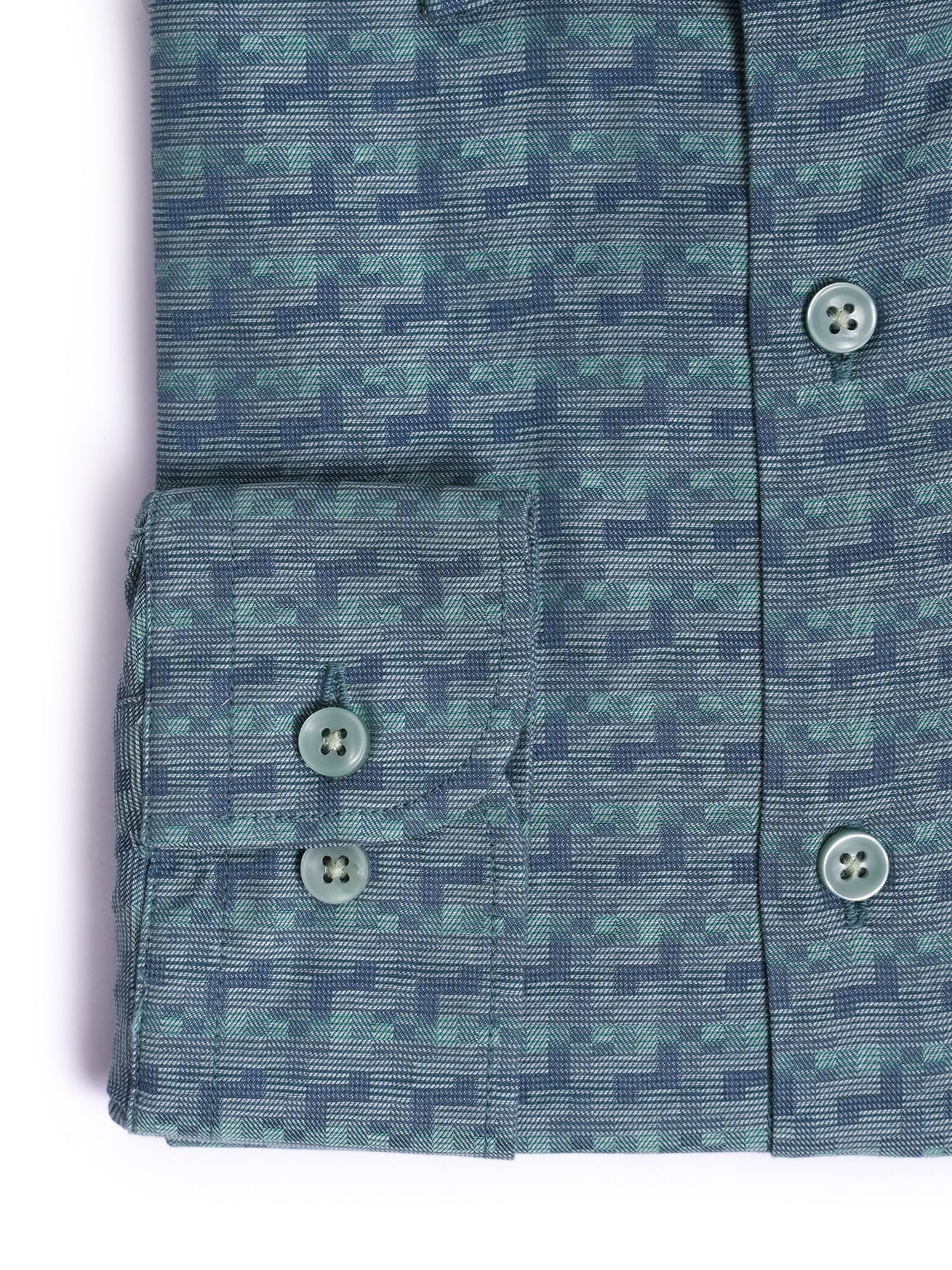 Green Design Cotton Spandex Tailored Fit Shirt