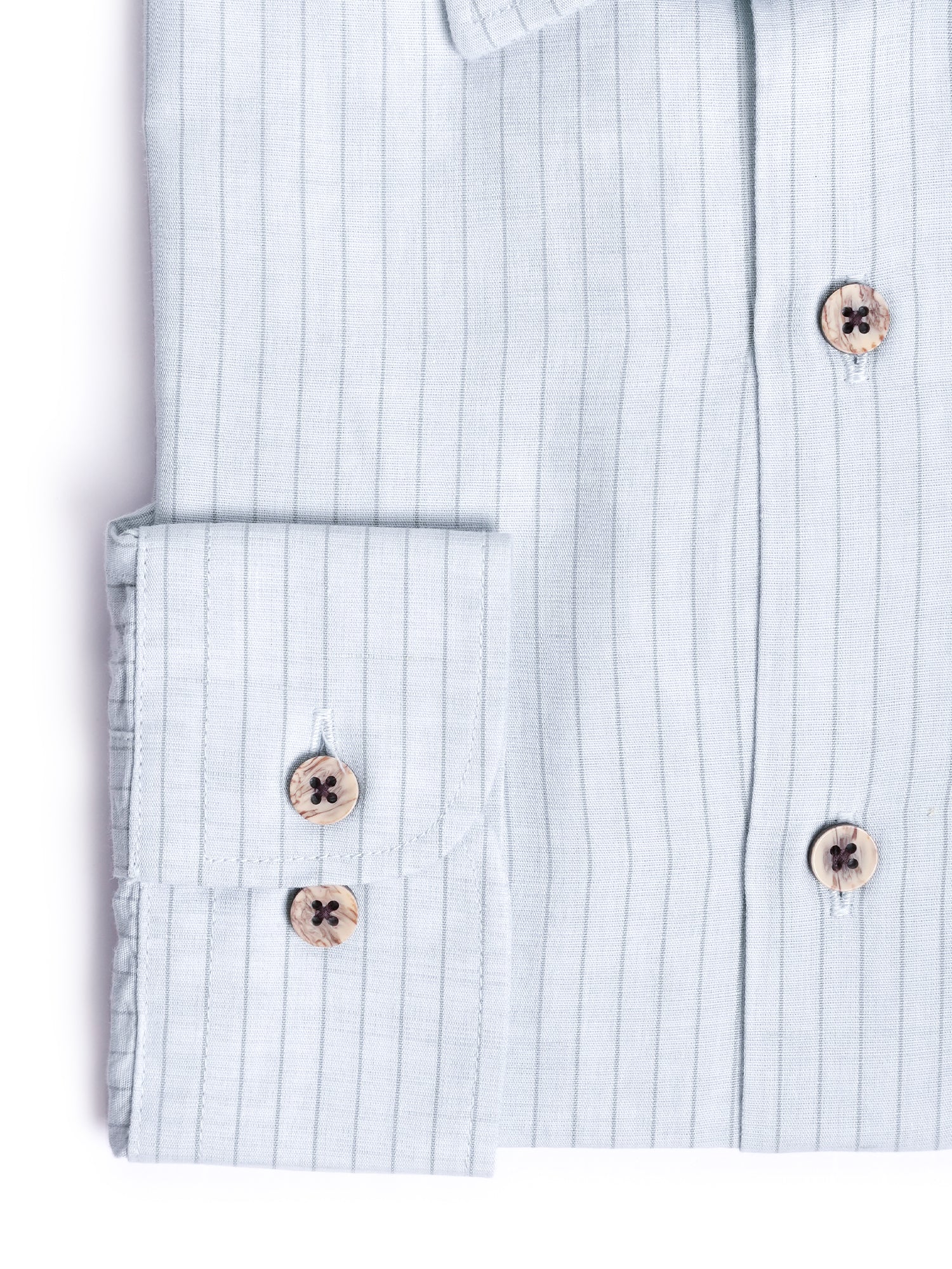 Green Striped Cotton Linen Tailored Fit Shirt