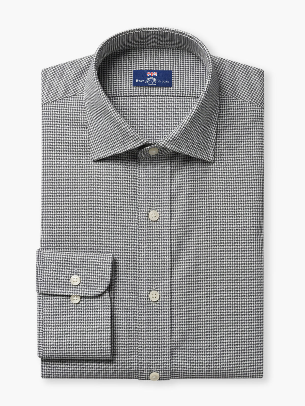 Grey Checked Cotton Twill Custom Shirt
