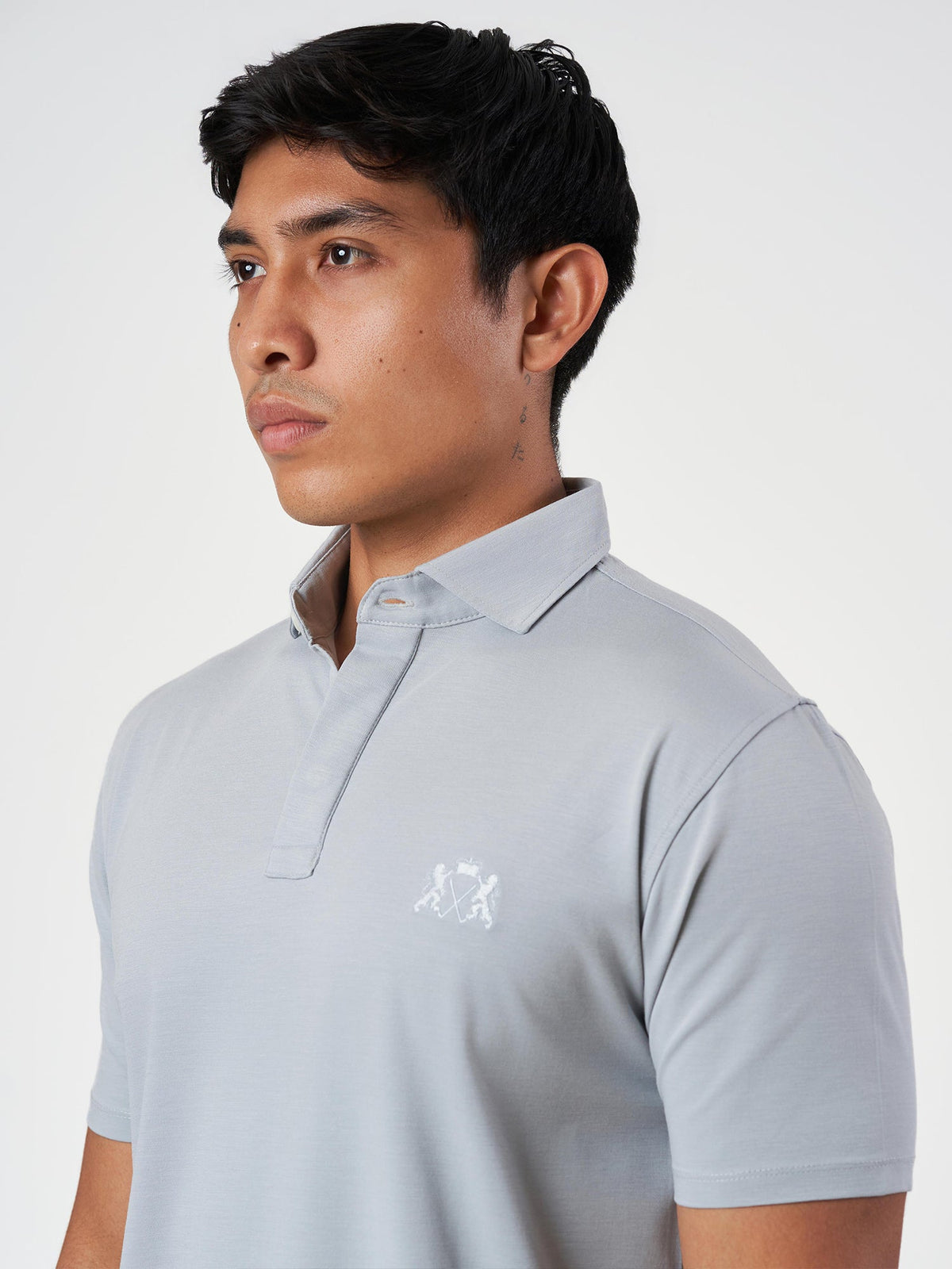 Grey Cotton Plain Polo T-Shirt