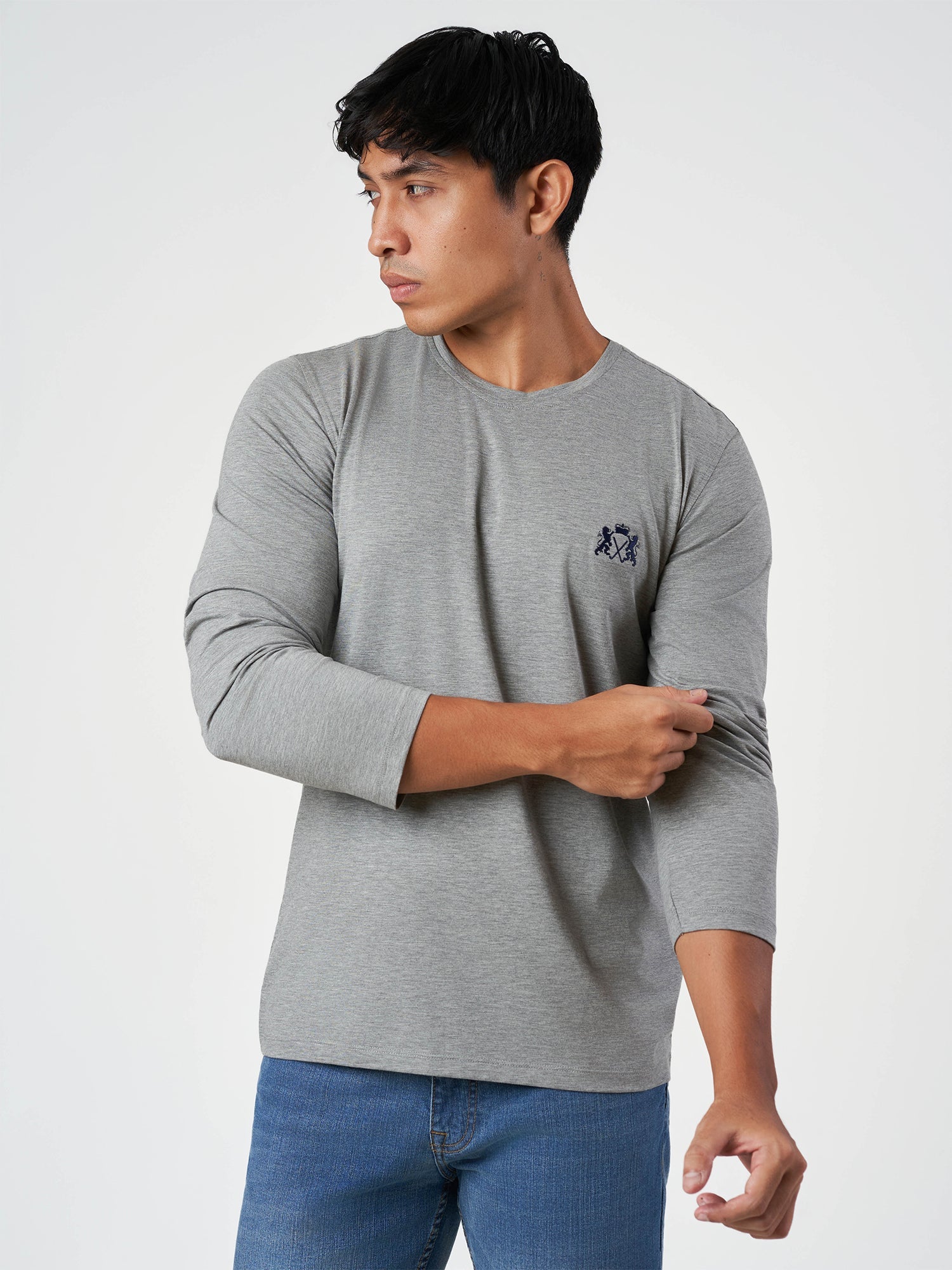 Grey Cotton Round Neck T-Shirt