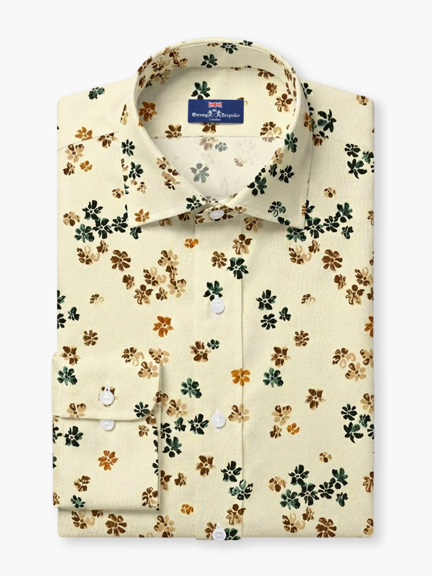 Ivory Floral Cotton Poplin Custom Shirt