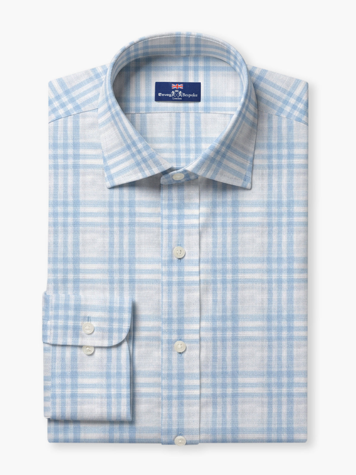 Light Blue Checked Cotton Dobby Custom Shirt