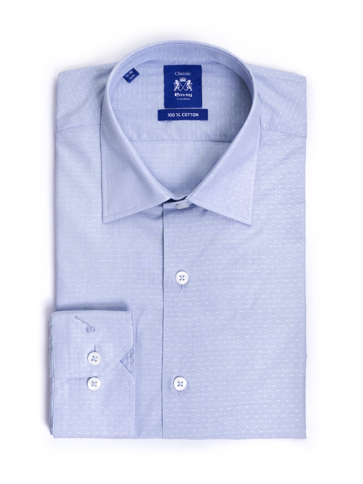 Light Blue Design Cotton Tailored Fit Shirt