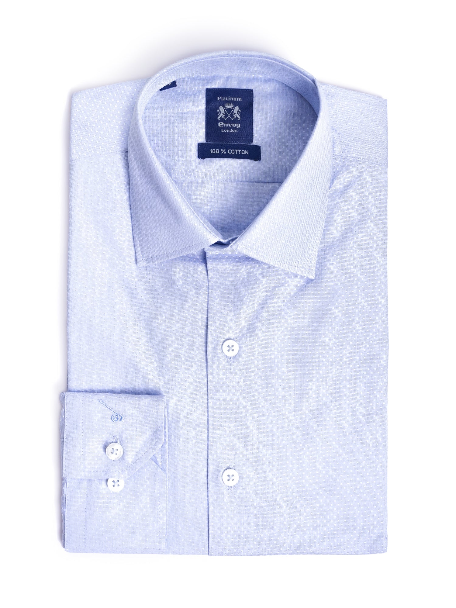 Light Blue Design Cotton Tailored Fit Shirt