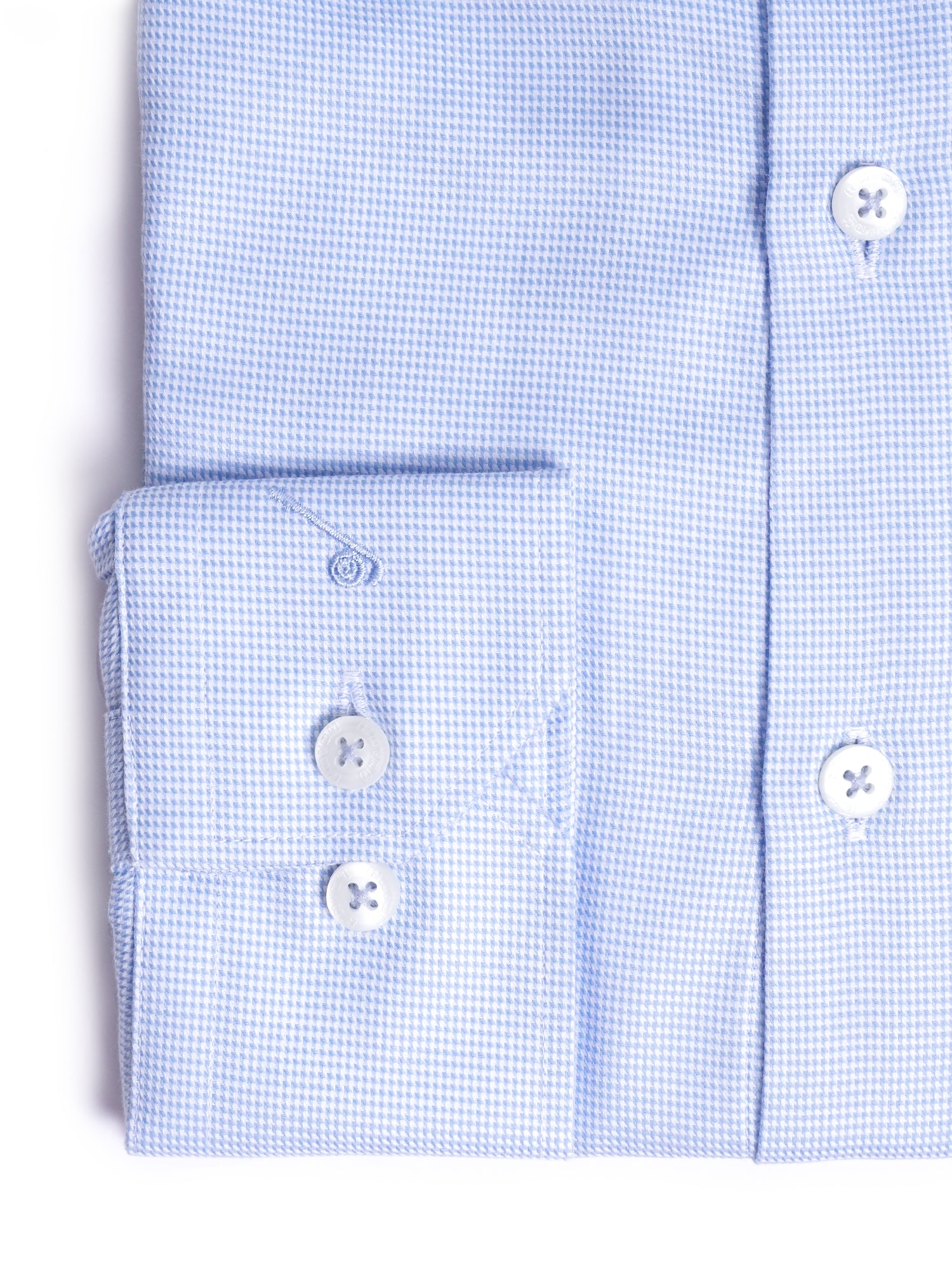 Light Blue Houndstooth Cotton Tailored Fit Shirt