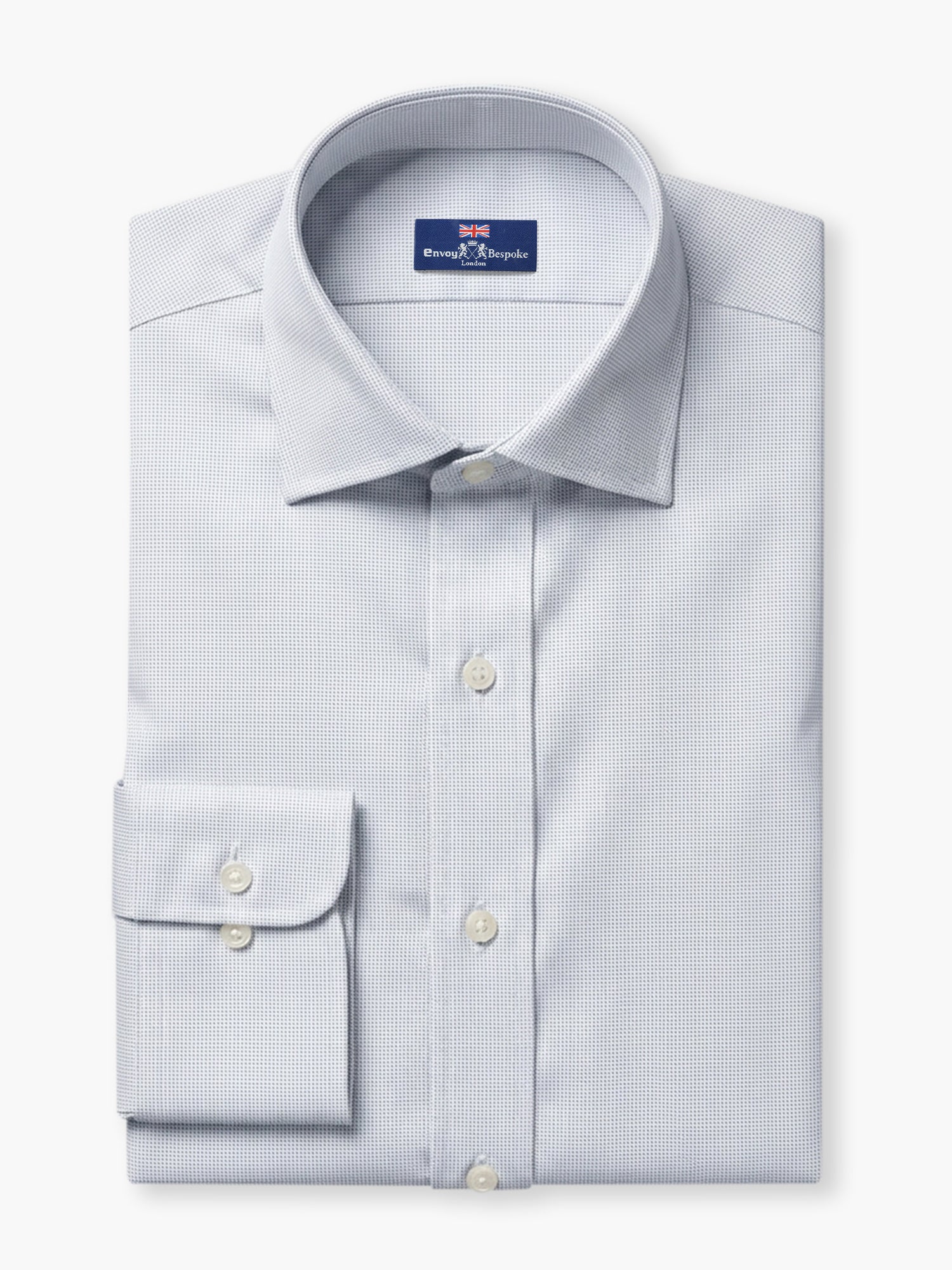 Light Blue Micro Geometric Giza Cotton Custom Shirt