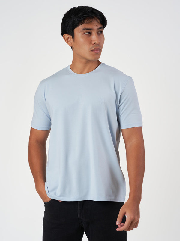 Light Blue Plain Round Neck T-Shirt