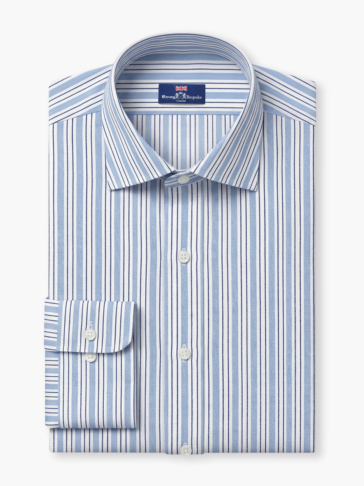 Light Blue Striped Cotton Twill Custom Shirt