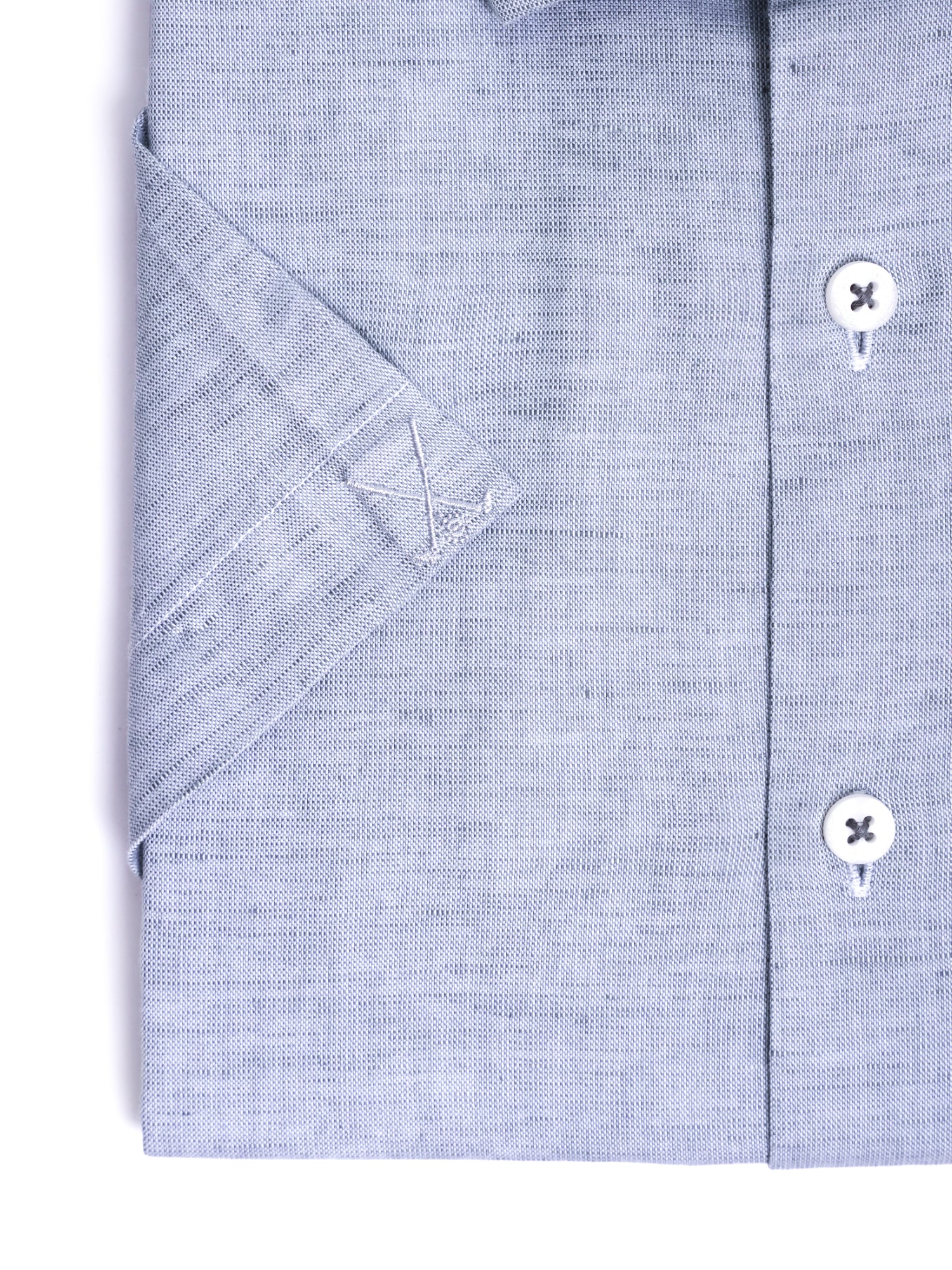 Light Grey Plain Cotton Linen Regular Fit Shirt