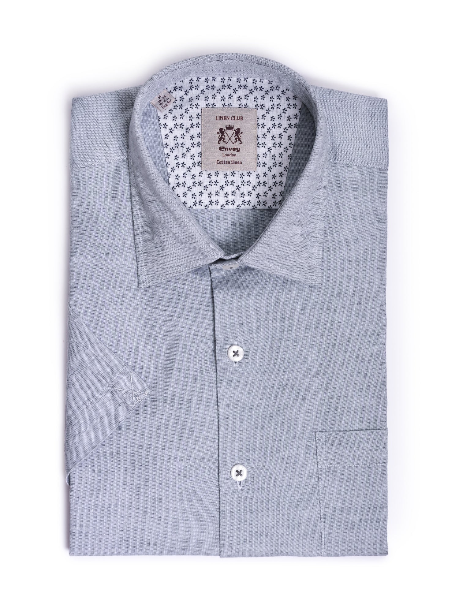 Light Grey Plain Cotton Linen Regular Fit Shirt