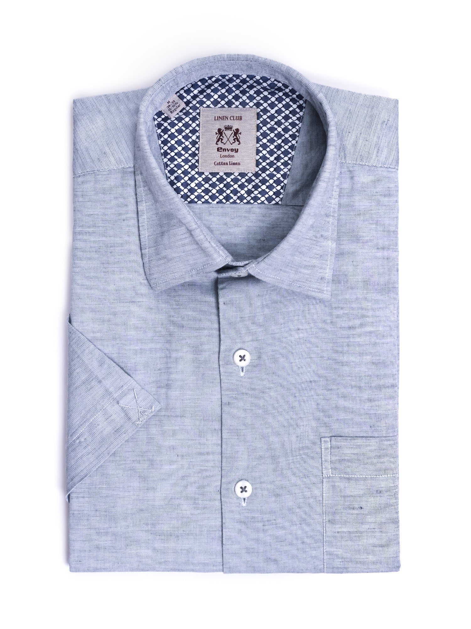 Light Grey Plain Cotton Linen Regular Fit Shirt