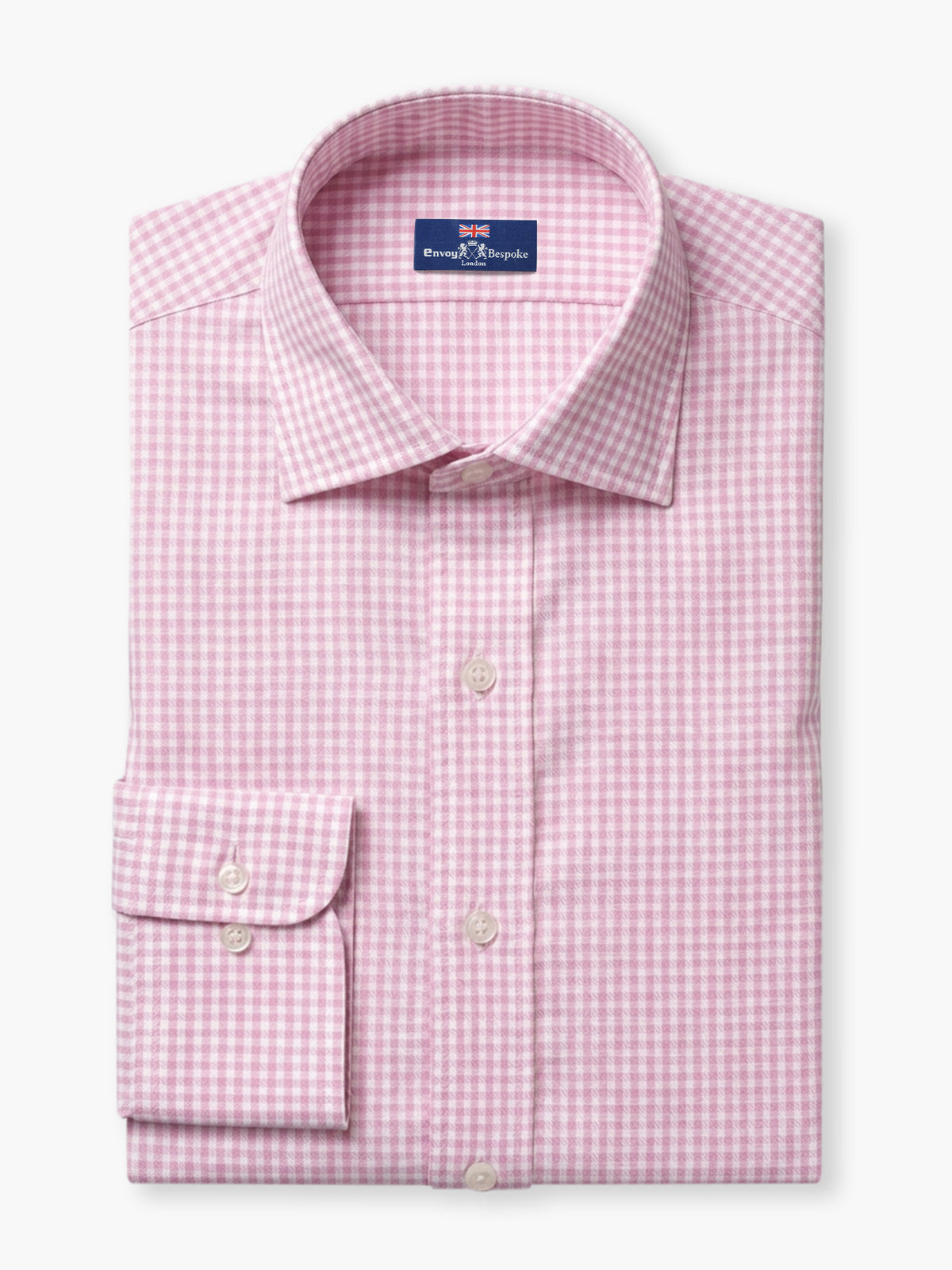 Light Pink Checked Cotton Custom Shirt
