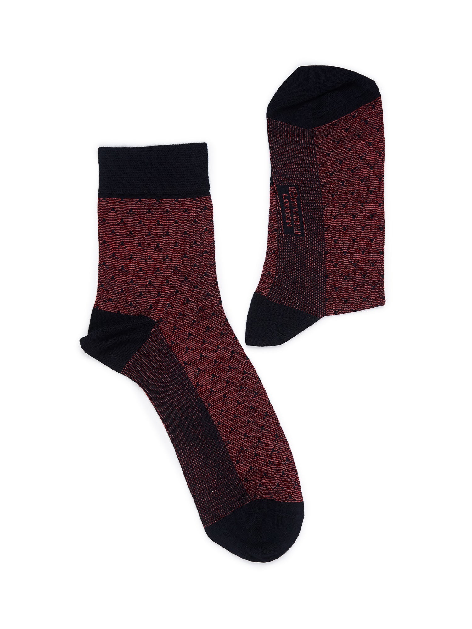 Maroon & Black Bamboo Cotton Crew Socks