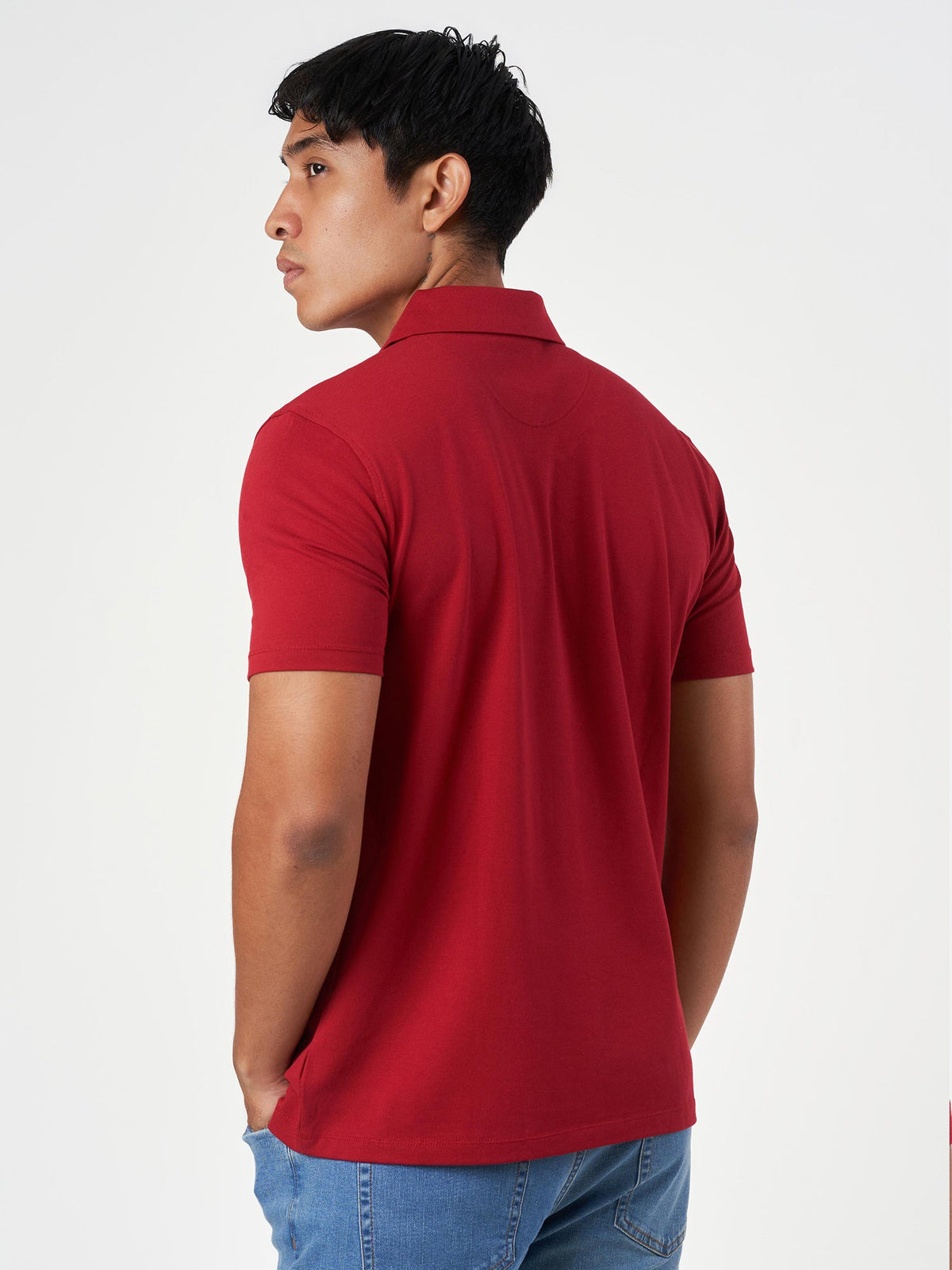Maroon Cotton Plain Polo T-Shirt