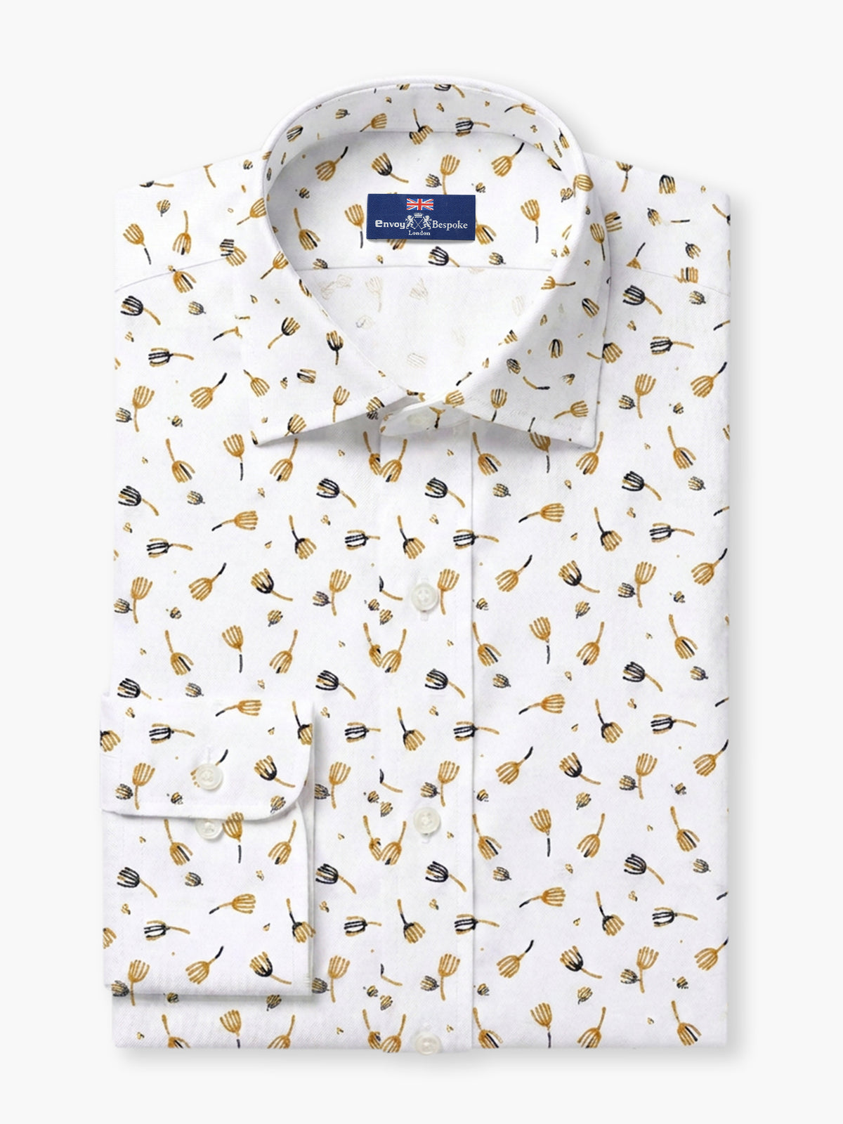 Off White Printed Cotton Poplin Custom Shirt