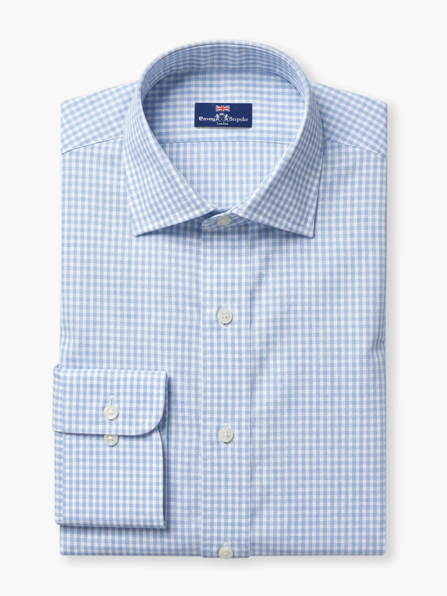 Sky Blue Checked Cotton Custom Shirt