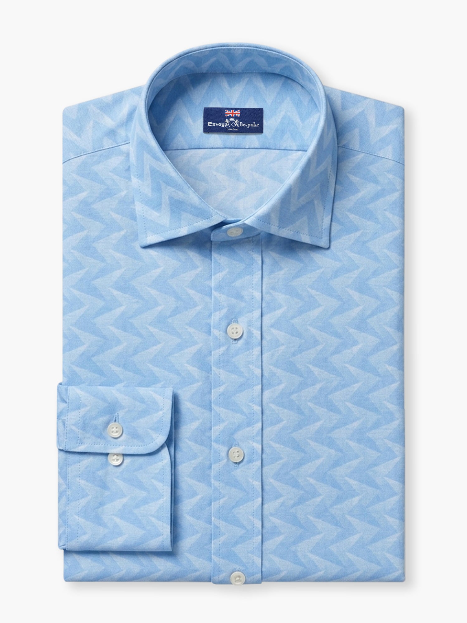 Sky Blue Printed Cotton Lycra Custom Shirt