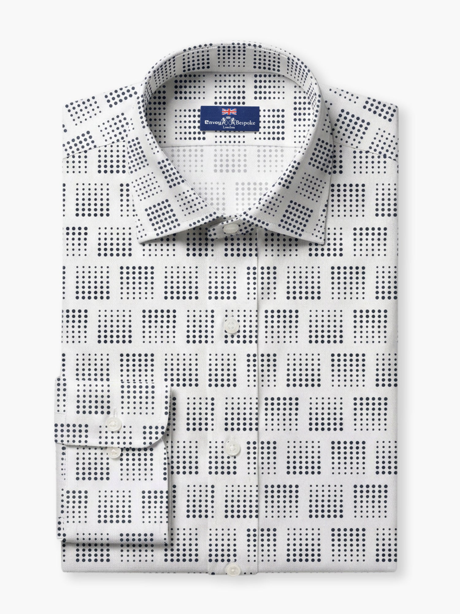 White Black Geometric Cotton Poplin Custom Shirt