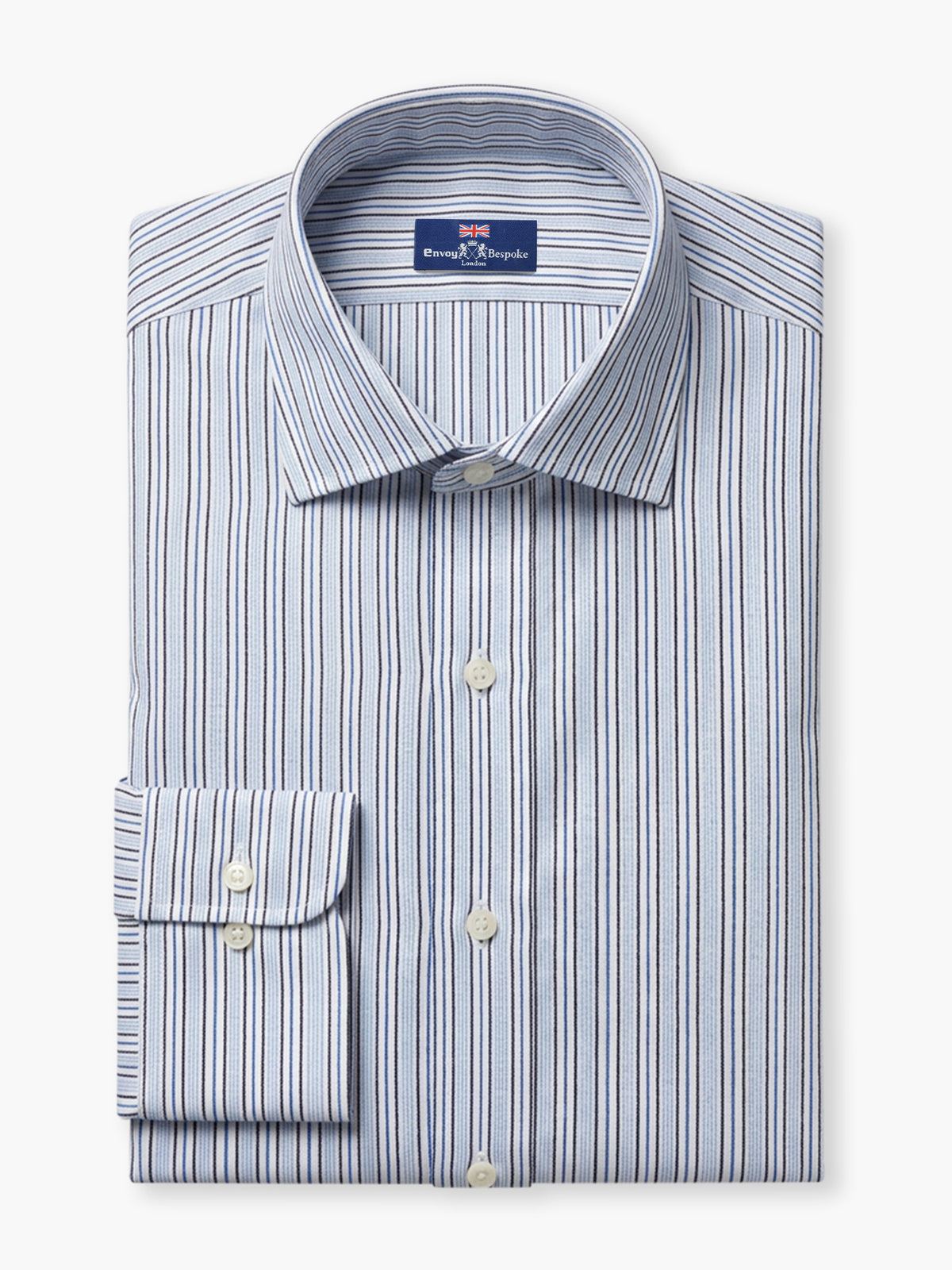 White Blue Striped Cotton Custom Shirt