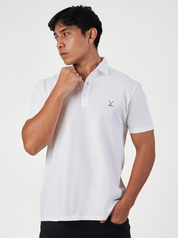 White Cotton Plain Polo T-Shirt