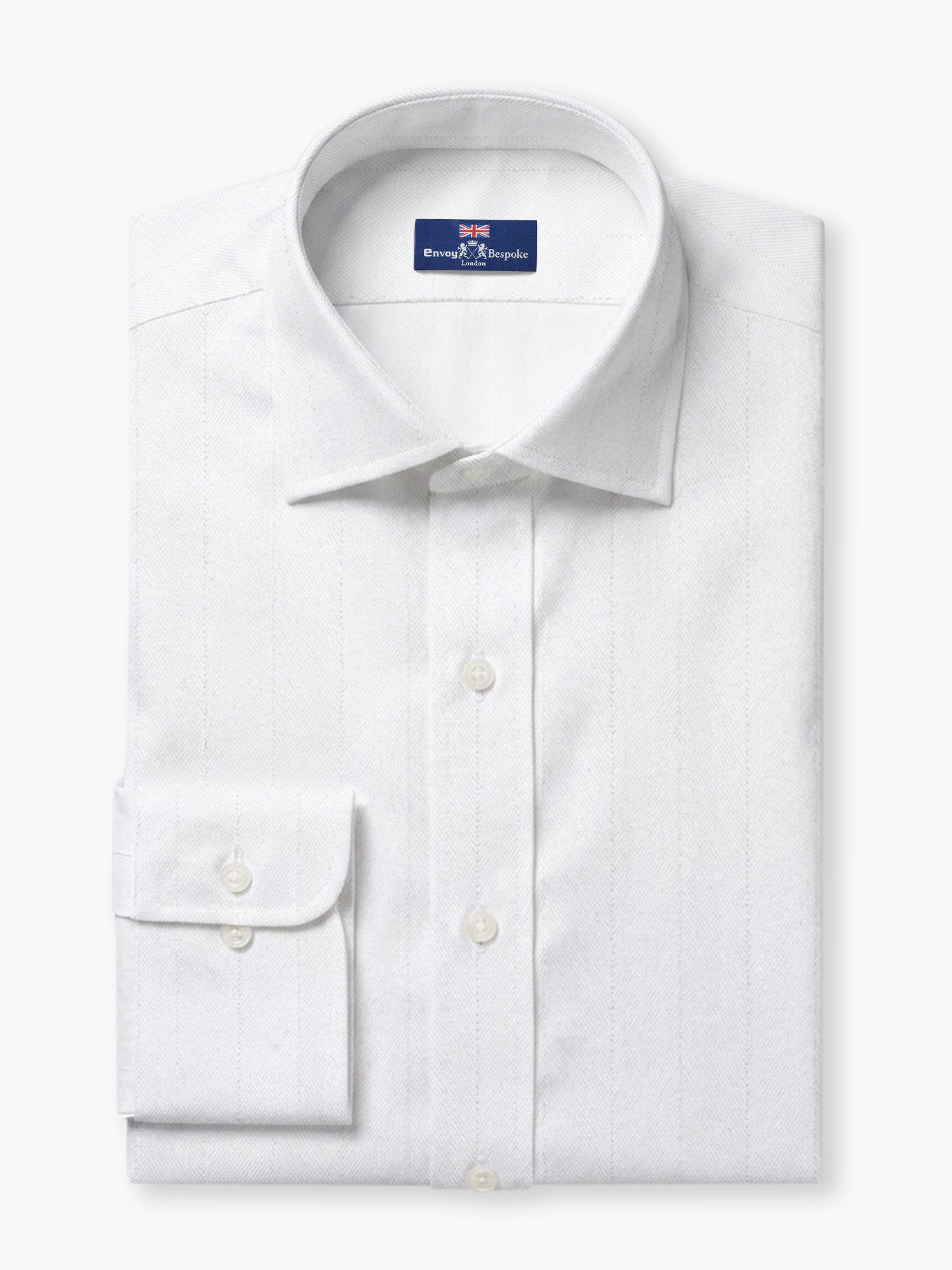 White Herringbone Cotton Dobby Custom Shirt