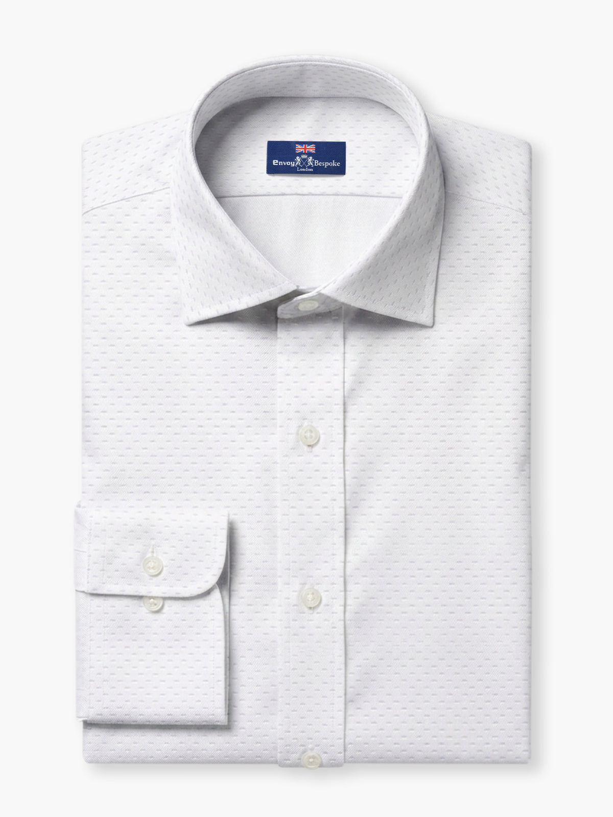 White Micro Textured Cotton Dobby Custom Shirt