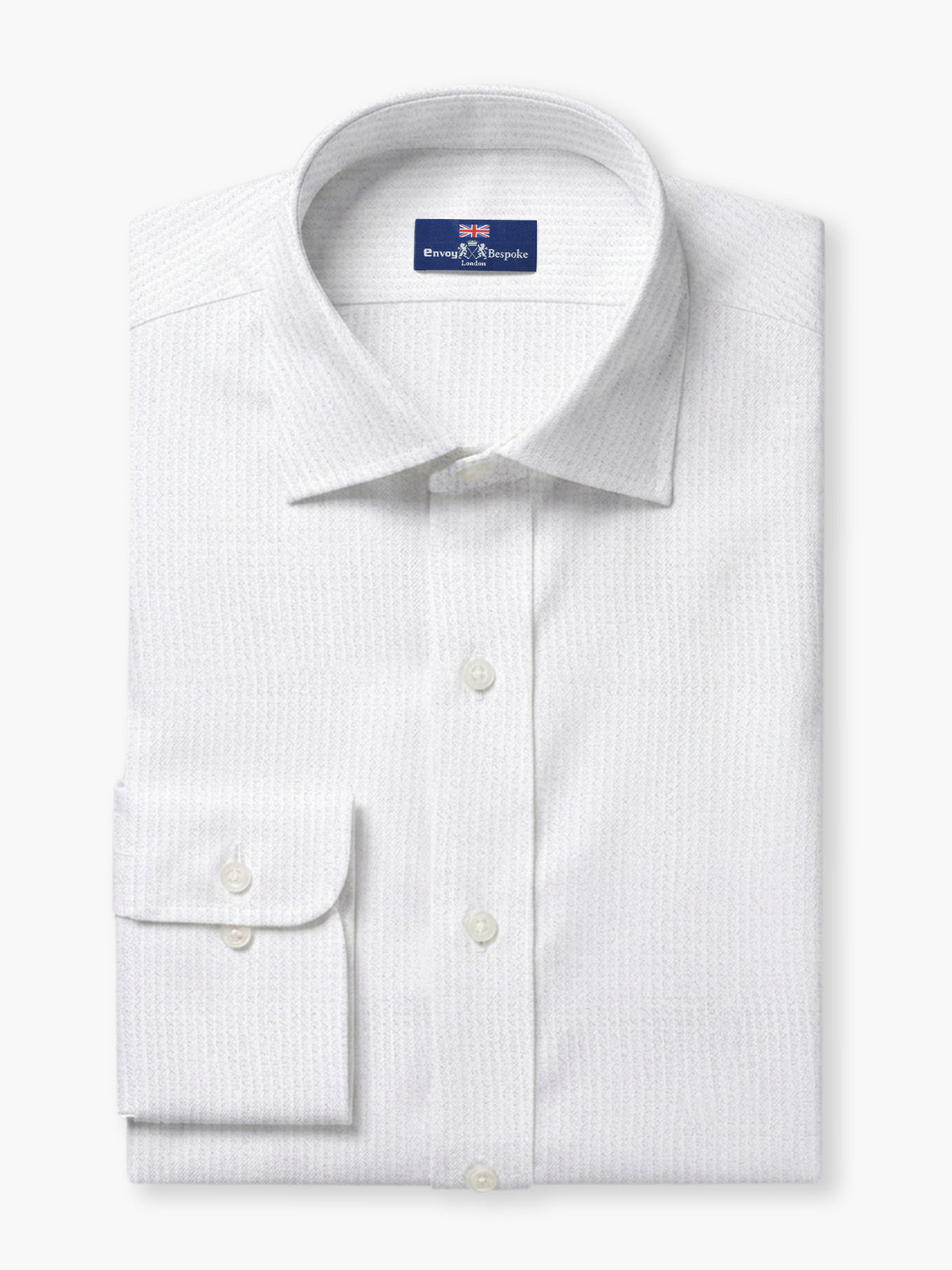 White Textured Cotton Dobby Custom Shirt