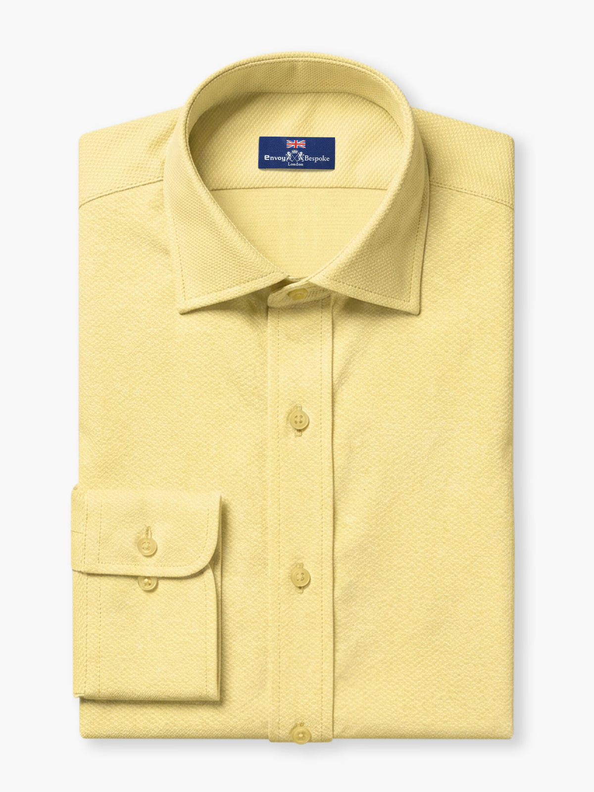 Yellow Textured Cotton Dobby Custom Shirt